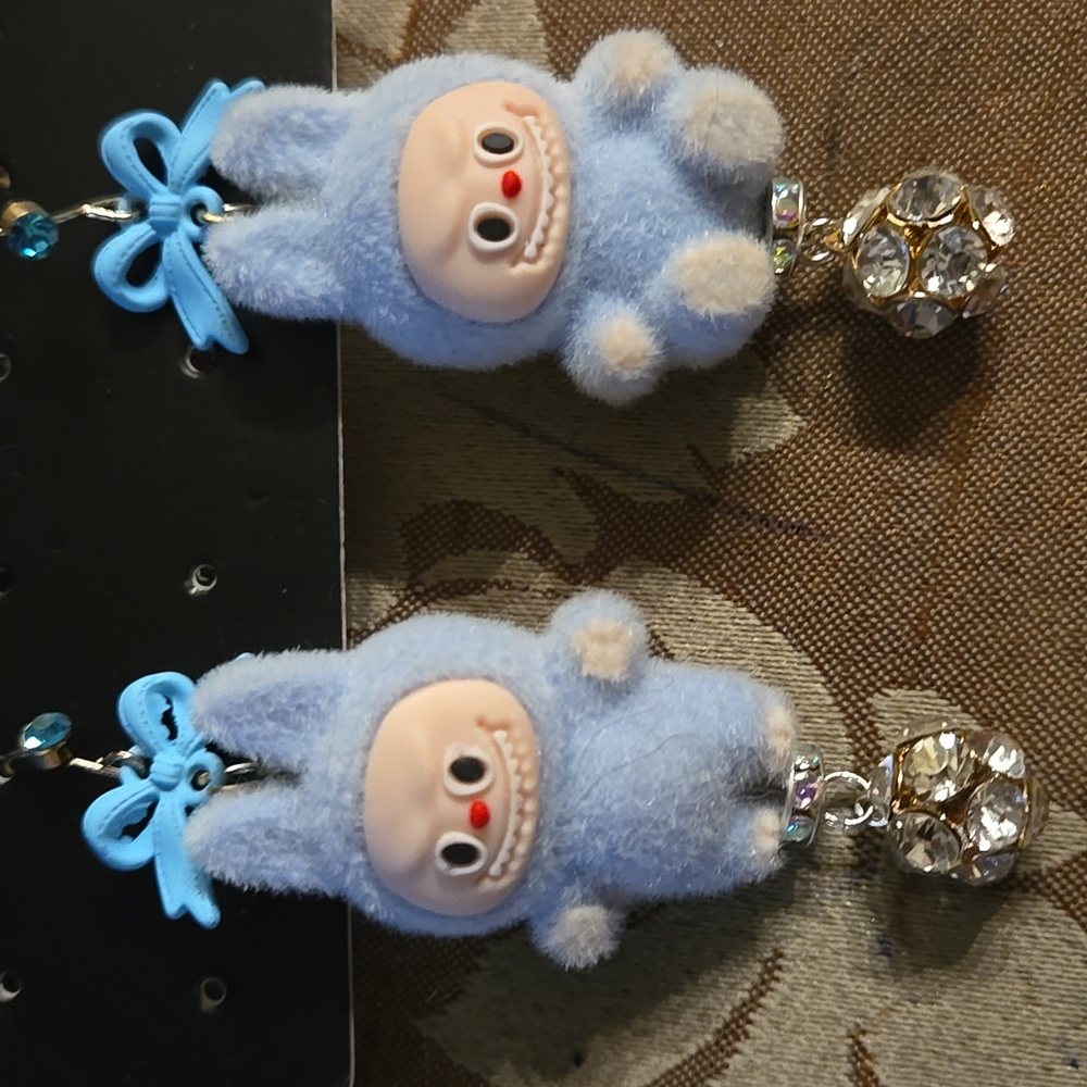Hand Crafted Labubu Flocked Monster Earrings
